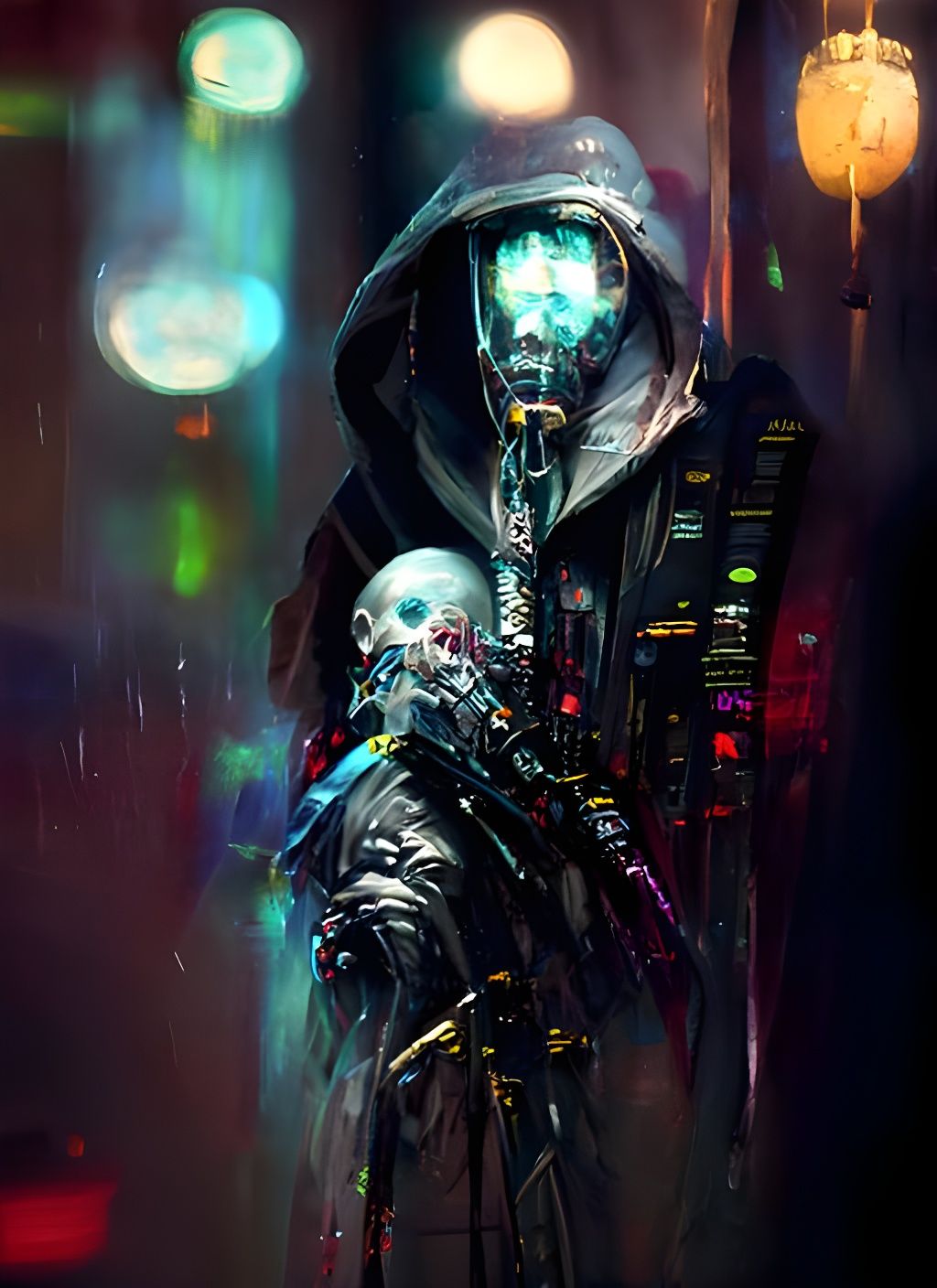 Cyberpunk Reaper in Dystopian Future