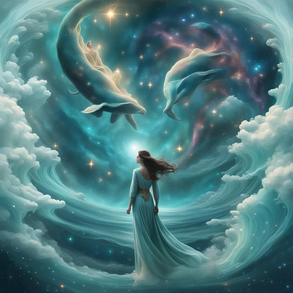 Celestial Goddess Lost in the Milky Way's Swirling Clouds