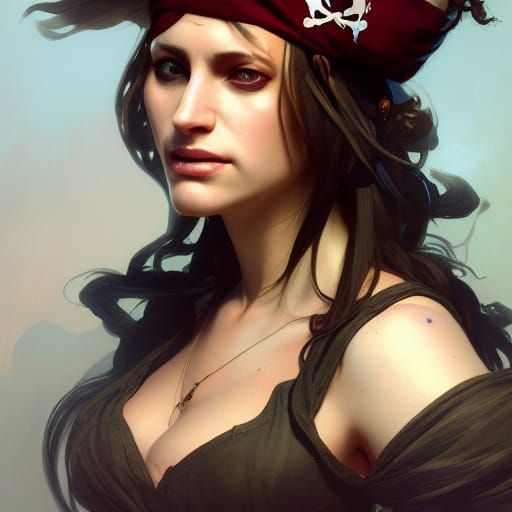 Detailed Pirate Lady Portrait in Artstation Style