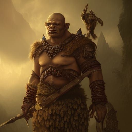 Epic Orc Warrior in Detailed Digital Painting