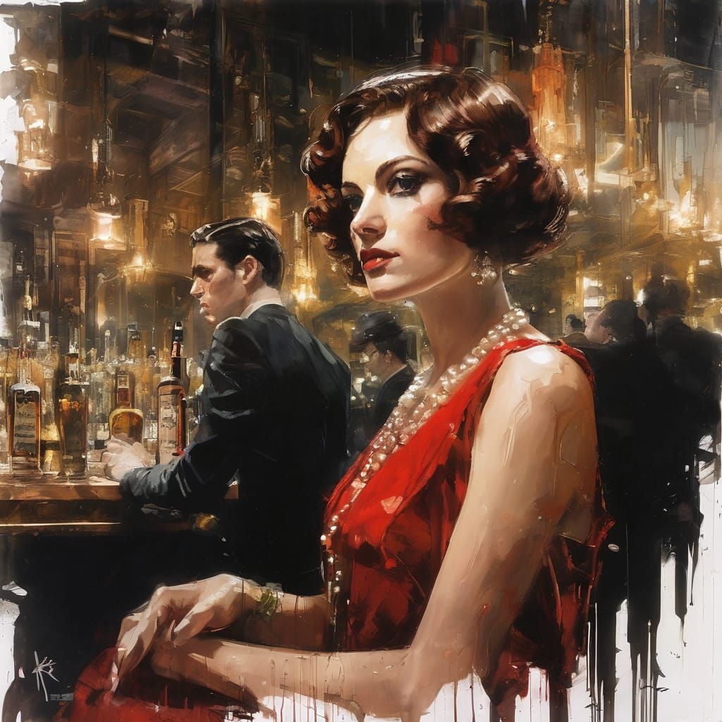 1920s Speakeasy Scene with Gangster Couple