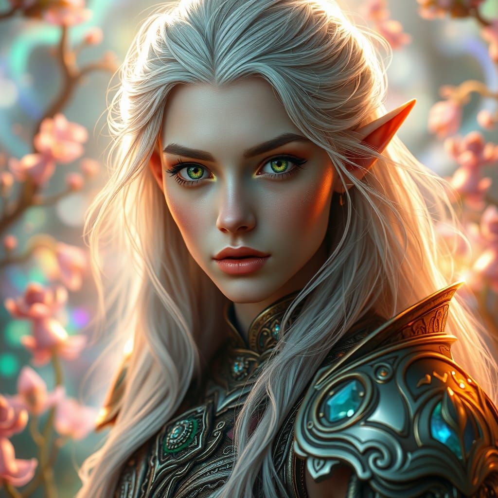 Enchanting Elf Portrait in a Lush Environment