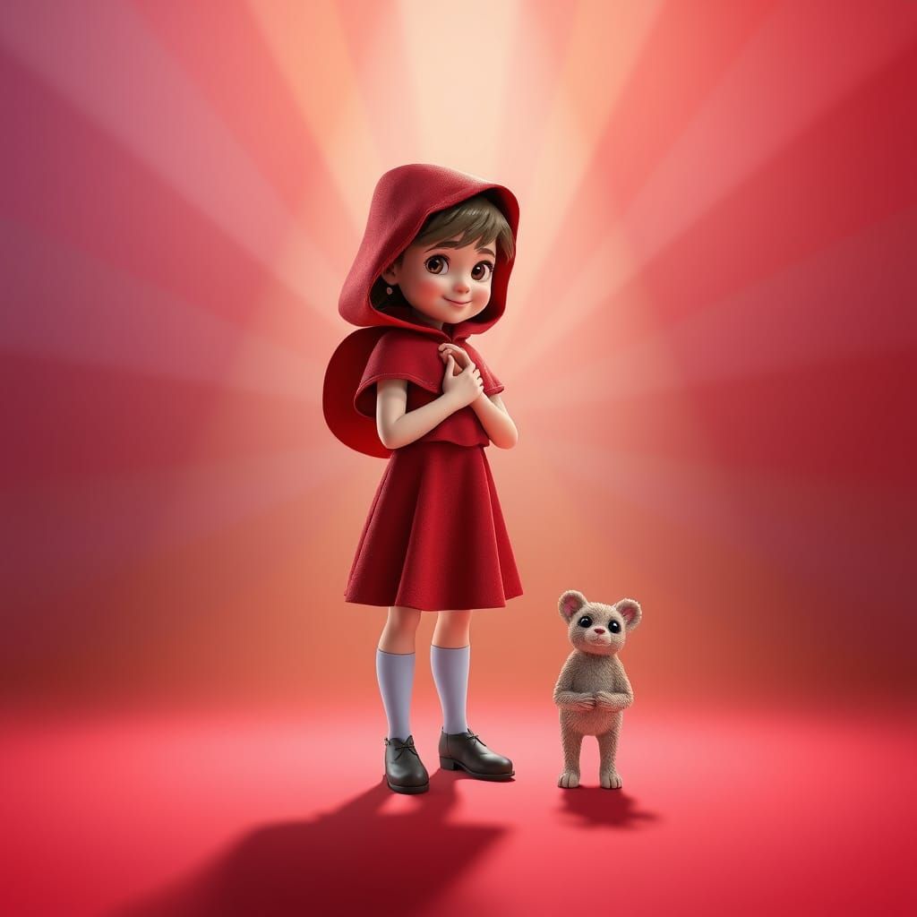 Pixar-Inspired Little Red Riding Hood Concept Art in Vibrant...