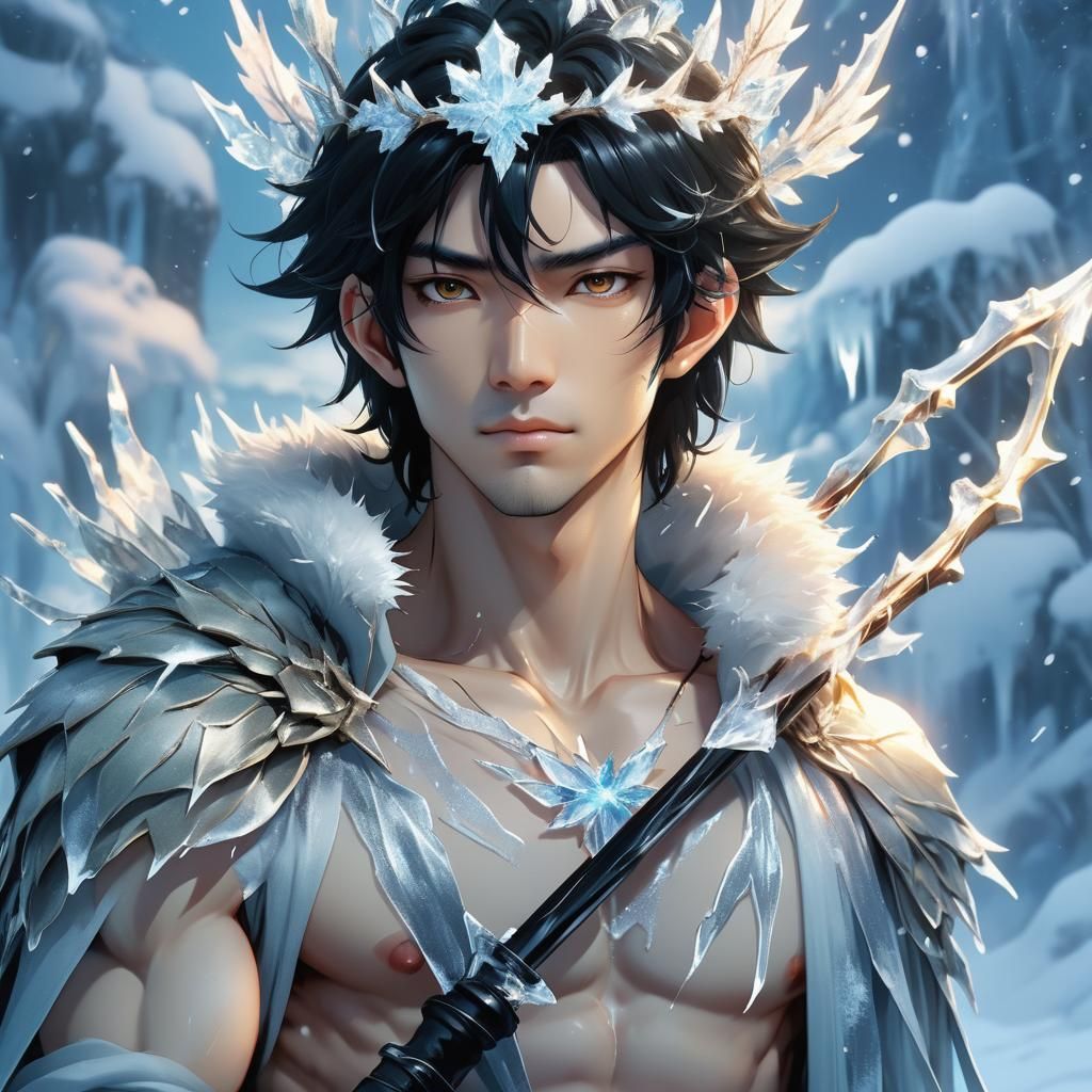 Icy Fairy King Portrait in 3D Anime Style