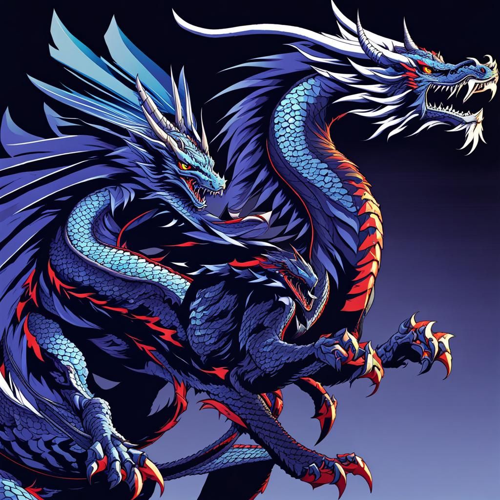 Japanese Dragon Demon in Shin Megami Tensei Style