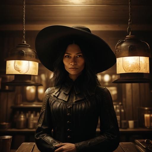 Westworld Saloon Woman in Atmospheric Lighting