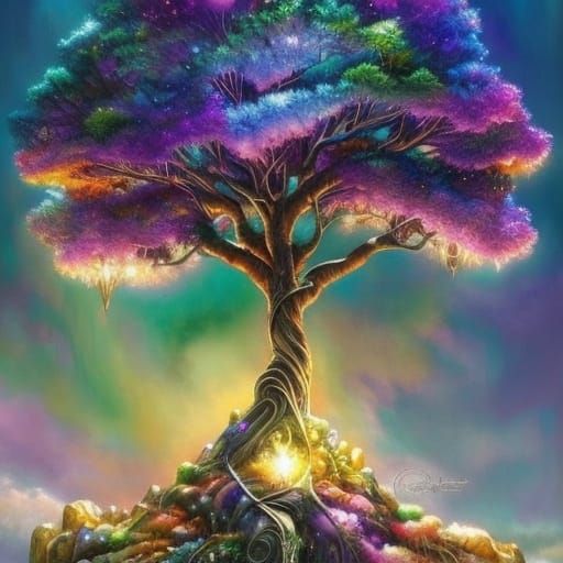 Crystal Geode Tree Digital Painting