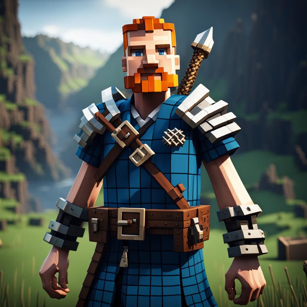 Realistic Scottish Minecraft Character in Detailed Matte Pai...