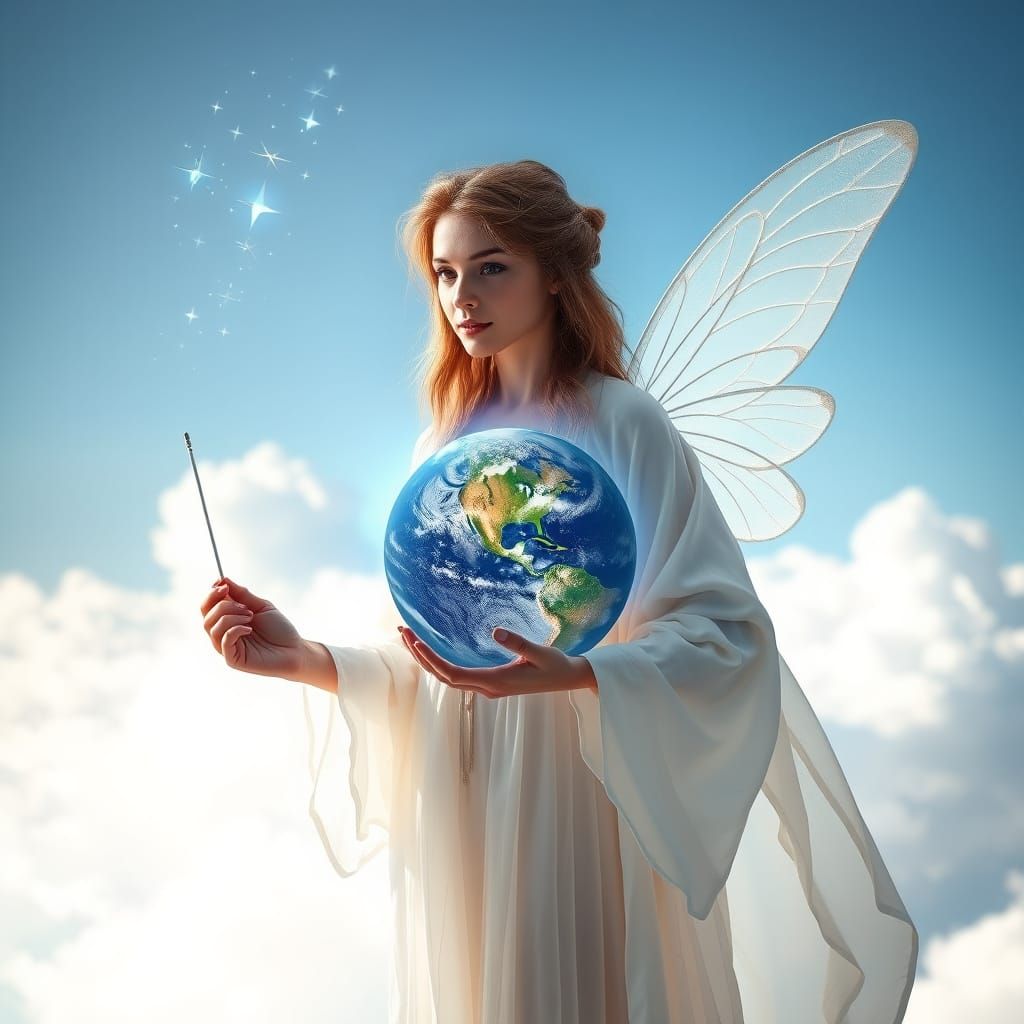 Fairy Protects Earth with Magic Spell