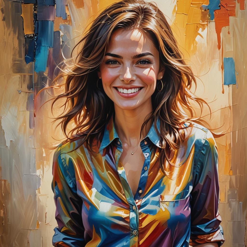Beautiful Woman in Sunlight: A Vibrant Oil Painting
