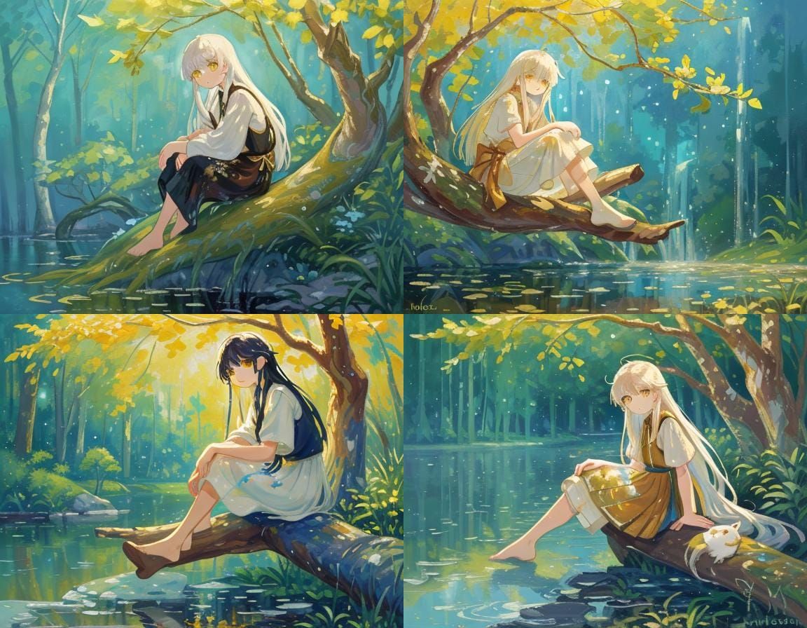 Boy with White Hair in Expressionist Oil Painting