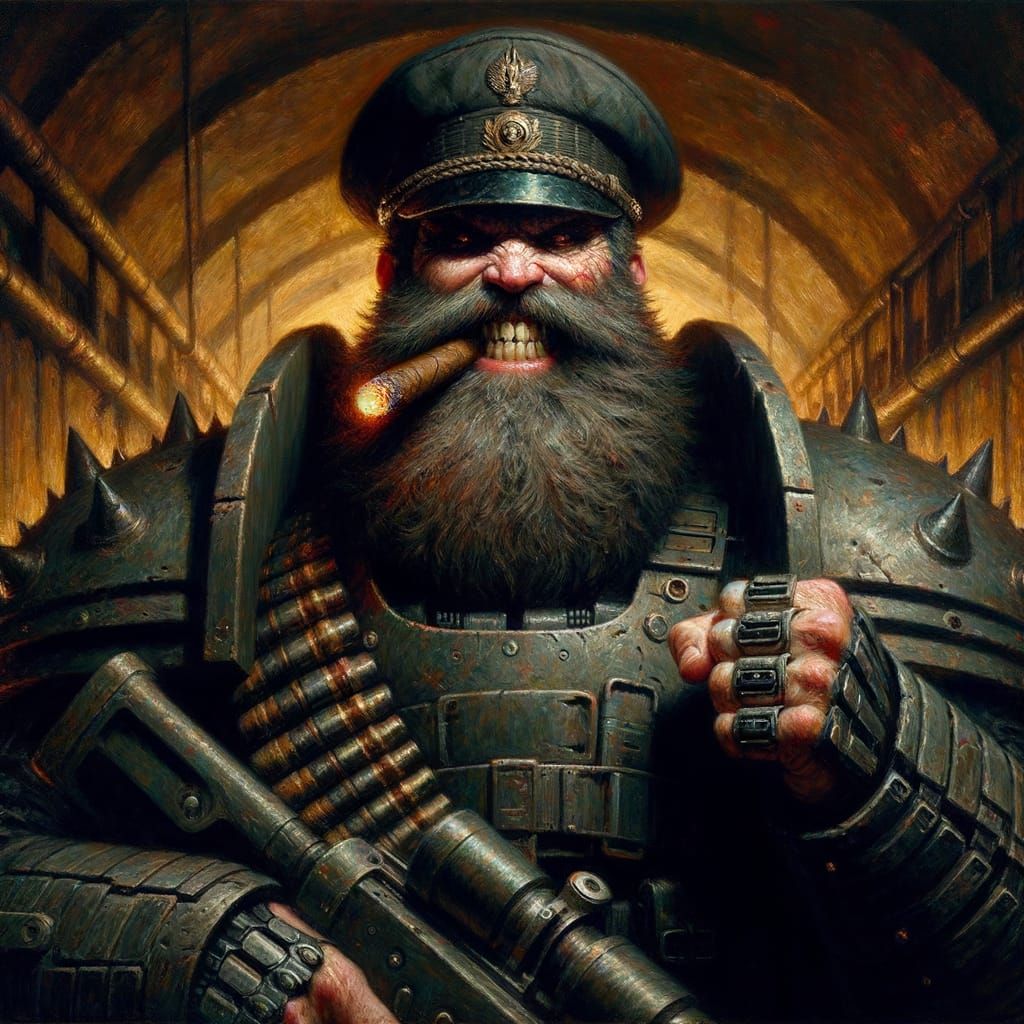 Post-Apocalyptic Sergeant in Impressionist Power Armor