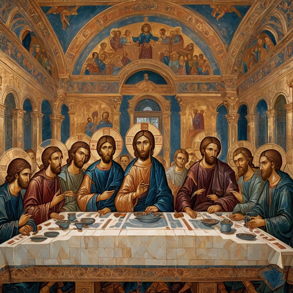 The Last Supper in Byzantine Orthodox Style