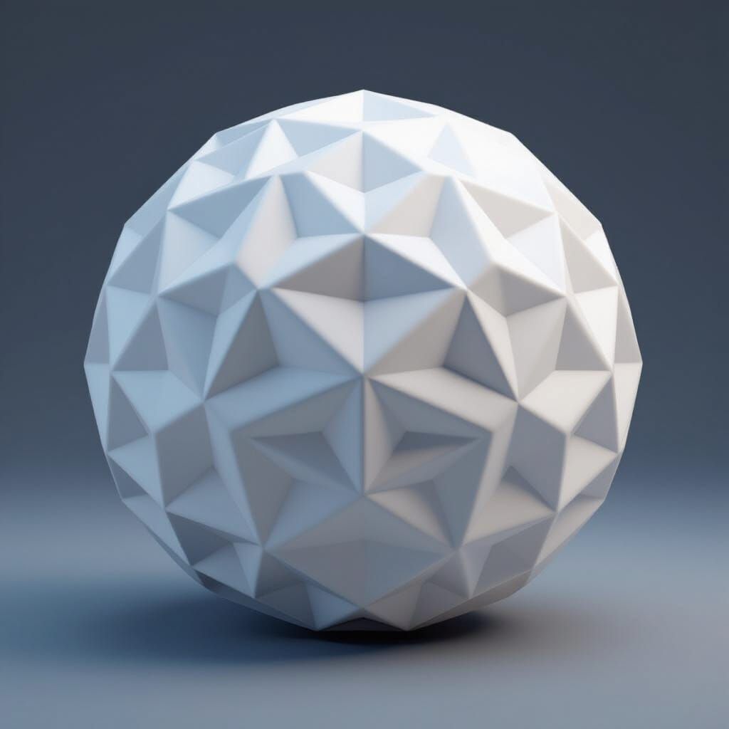 White Plastic Geometric Shape in 3D Render