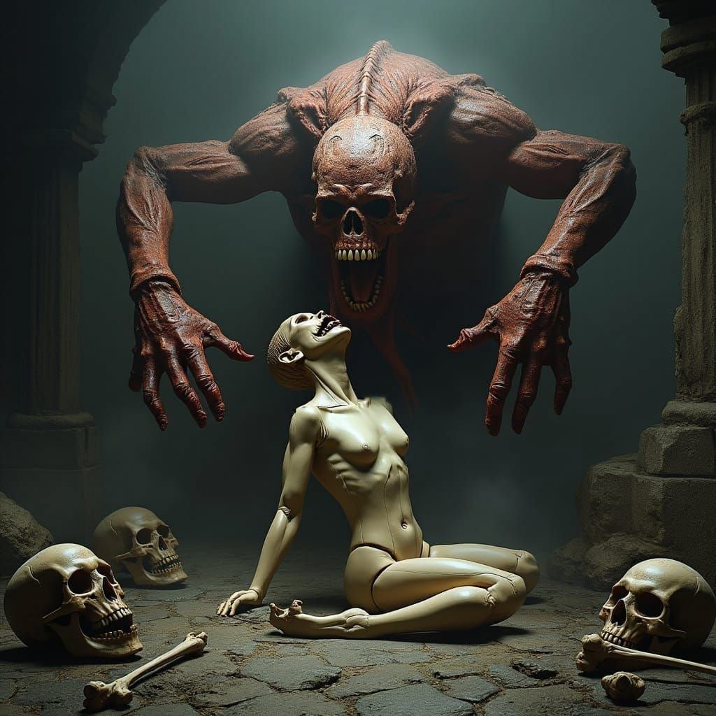 Tentacled Monster Feast: A Surreal Digital Crypt