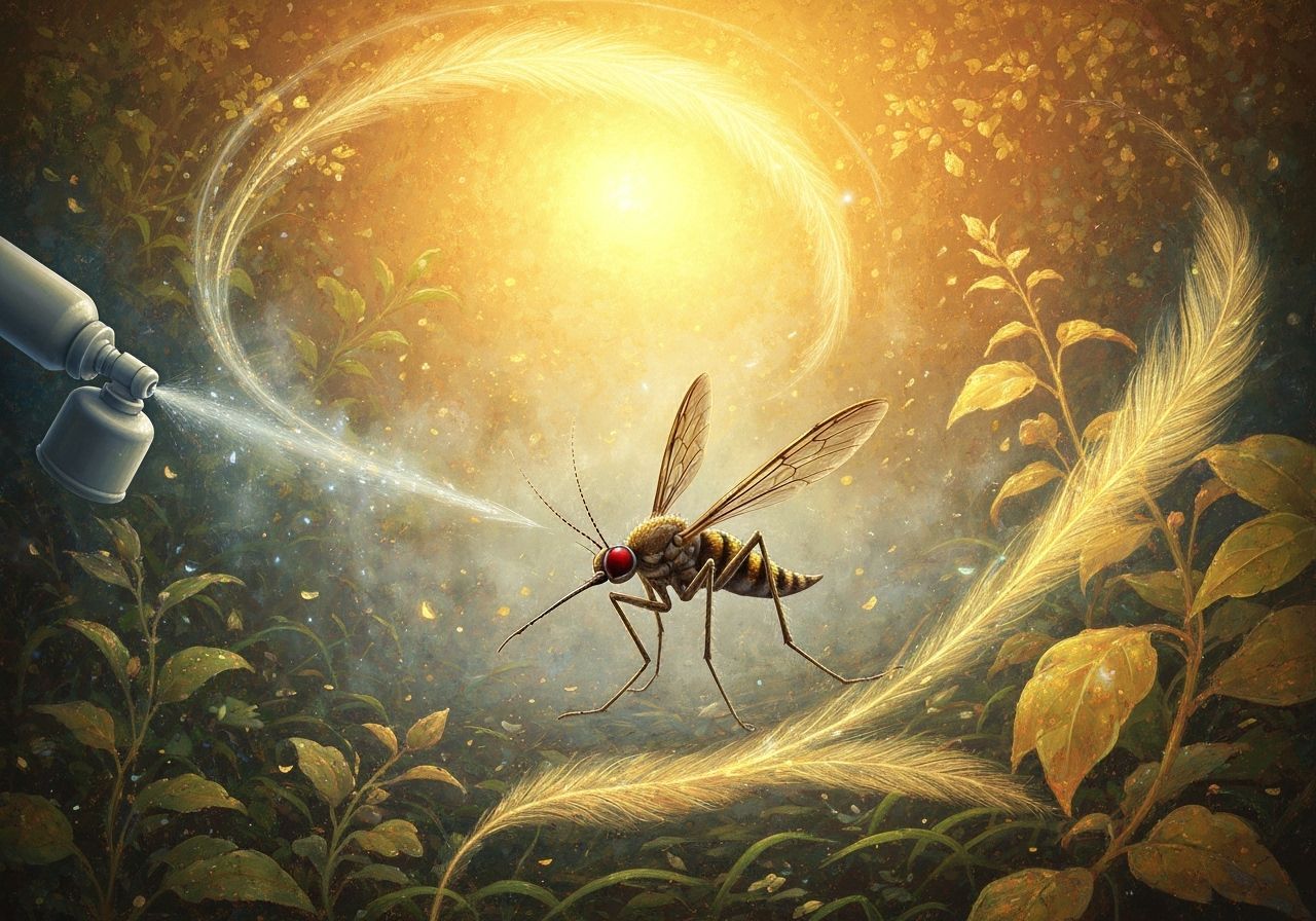 Mosquito Evades Spray in Golden, Idyllic Mist