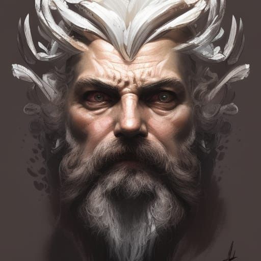 Mad King Portrait in Hyperdetailed Art Nouveau Style