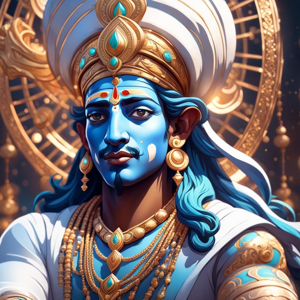 Krishna as Cowboy: Hyperdetailed Concept Art Portrait