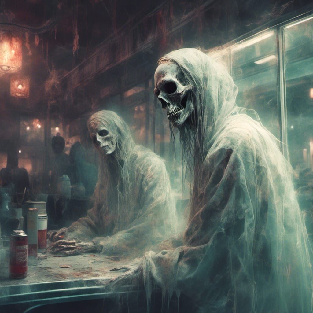 Ethereal Ghost in Zombie Apocalypse Diner