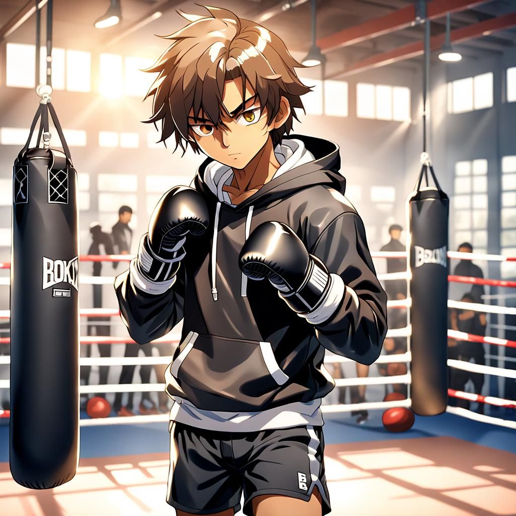 Anime Boxer in Ring with Vivid Colors