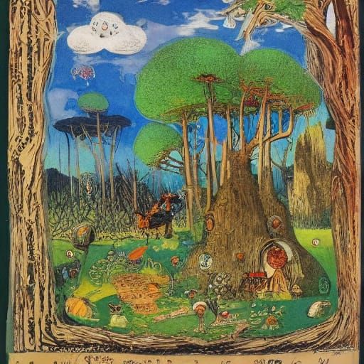 Whimsical Microbes in Enchanted Forest