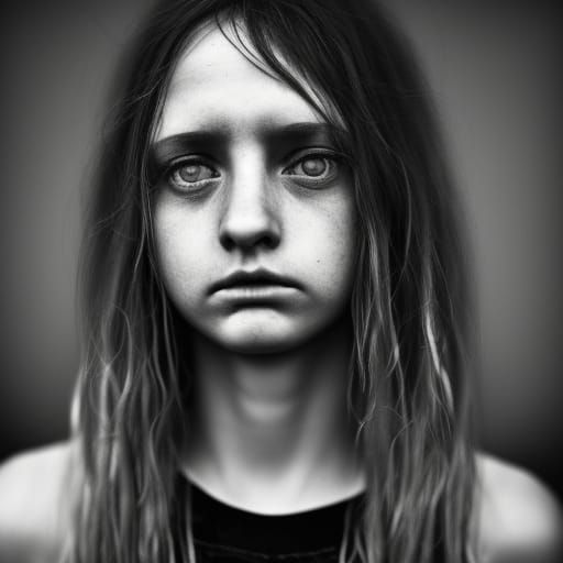 Sad Girl Portrait in Ambient Light