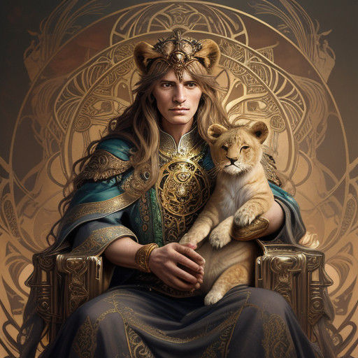 Majestic Lion Cub Reigns Supreme in Splendid Oil Painting