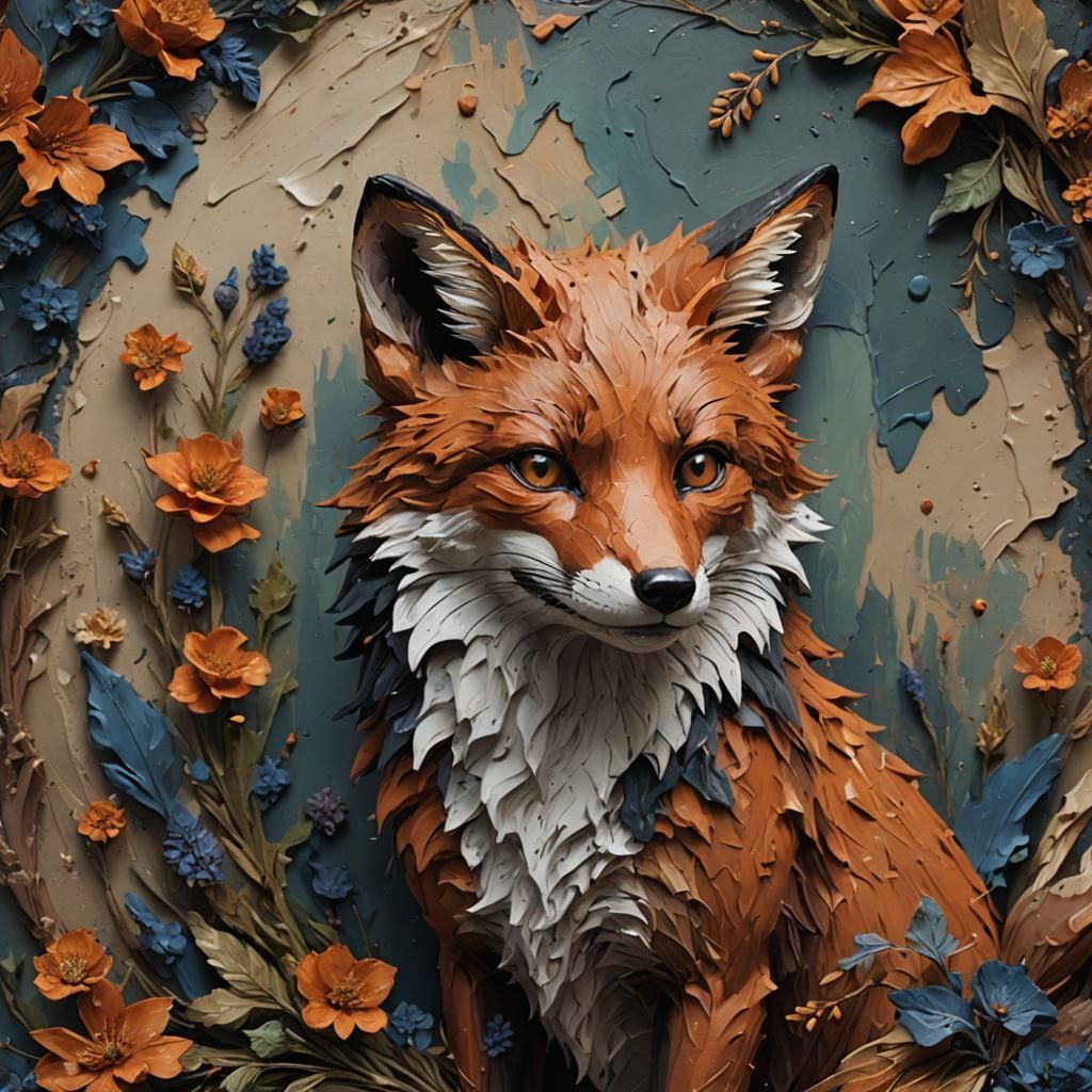 Fox Still Life as Impasto Painting