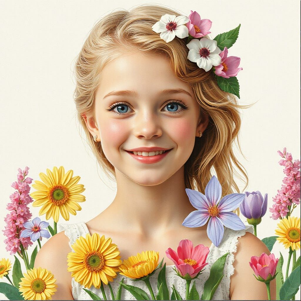 Folk Art Portrait with Collage and Papercraft