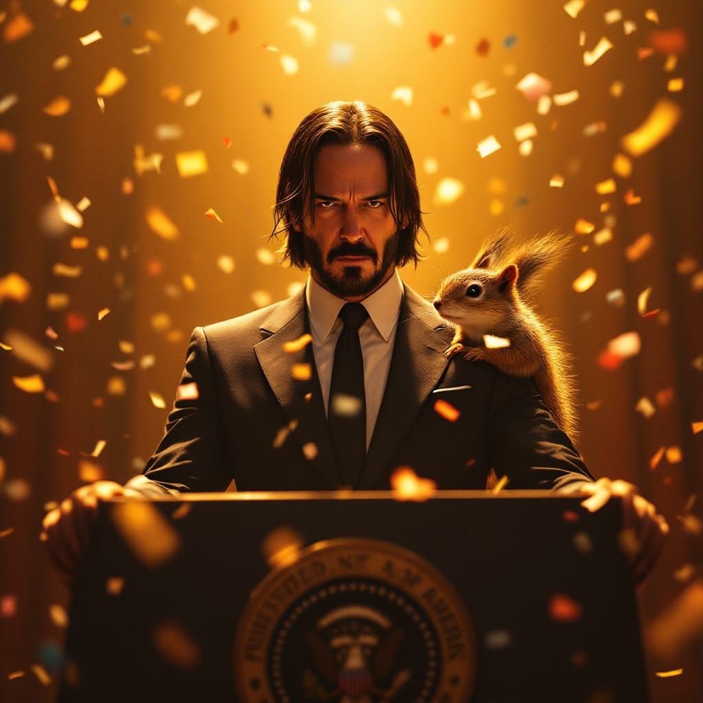 President John Wick Victory Speech with Squirrel
