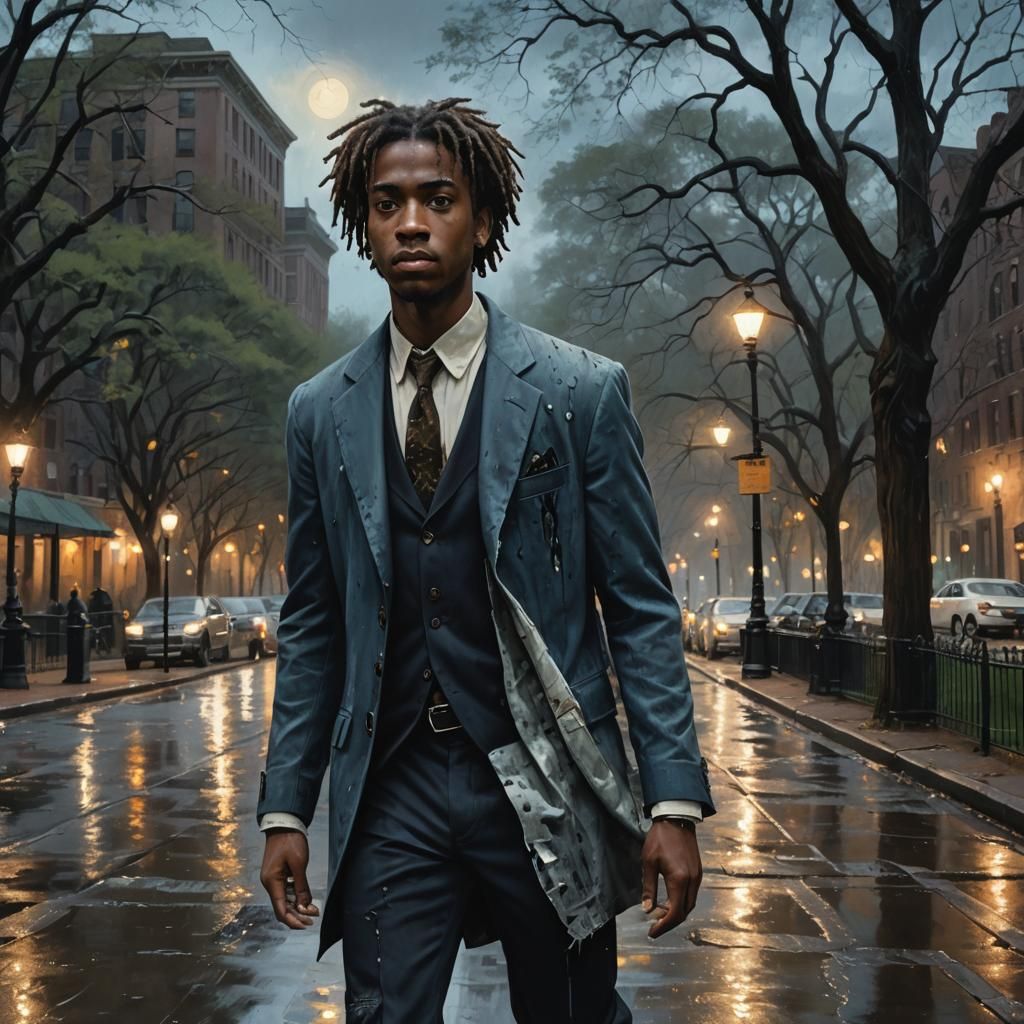 Gothic Fantasy Man Walks Boston Commons