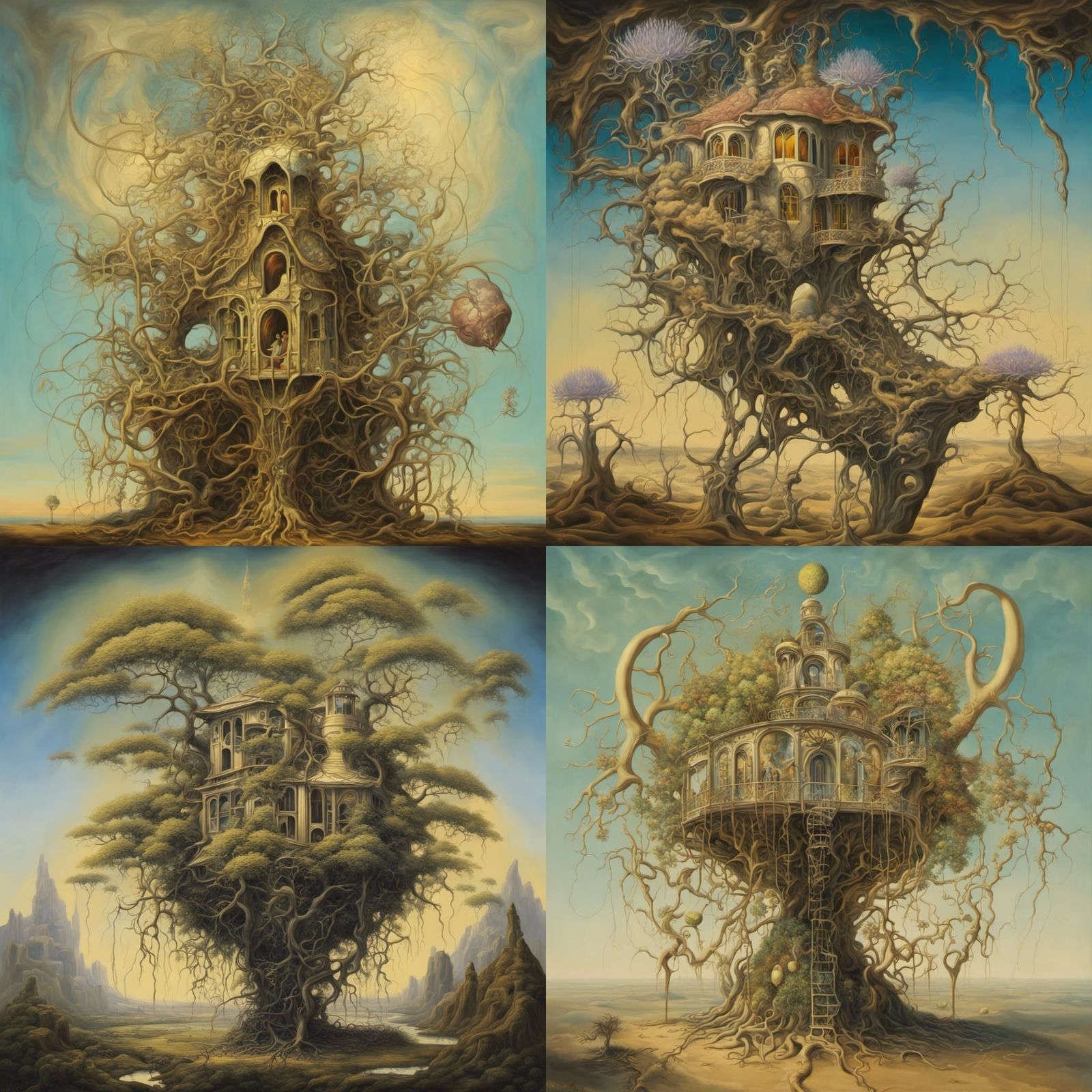 Surreal Fractal Passionflower Lightreehouse: Dali Style
