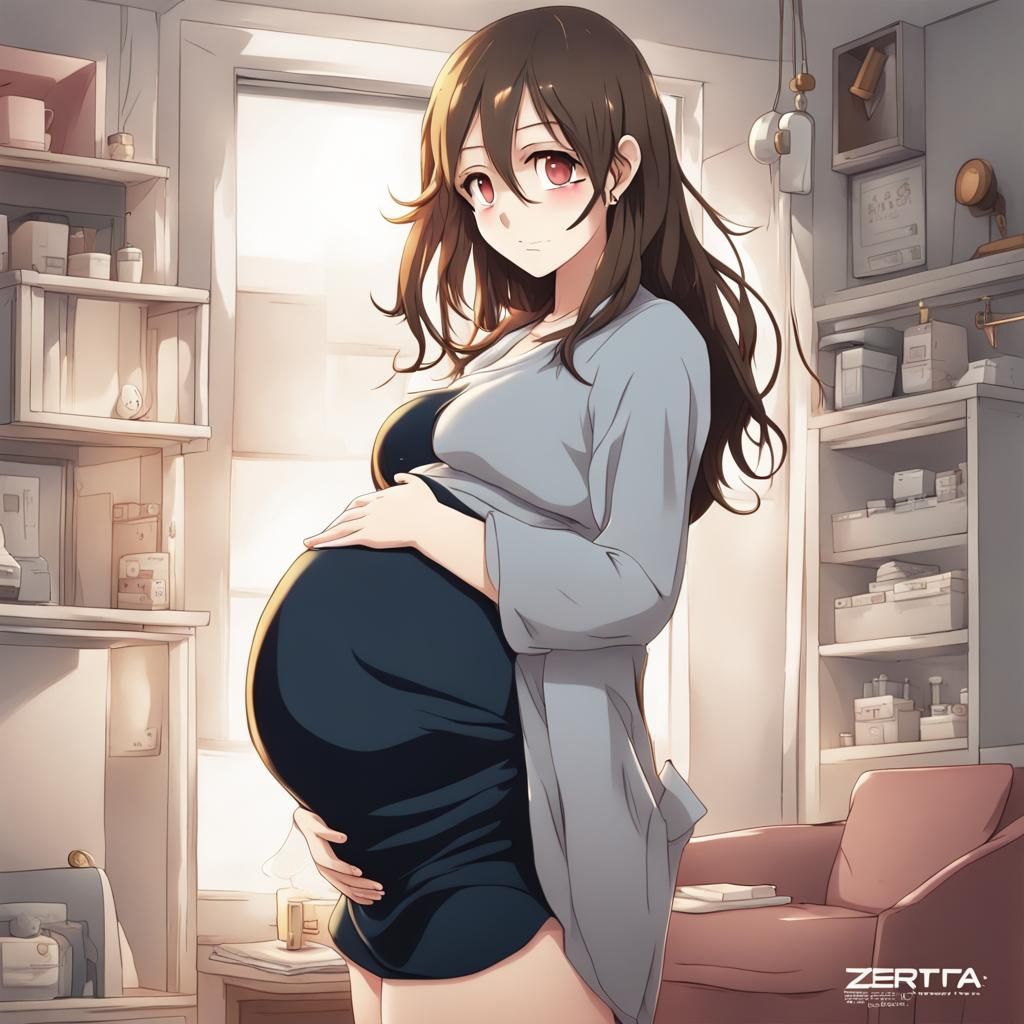 Pregnant Girl in Anime Style