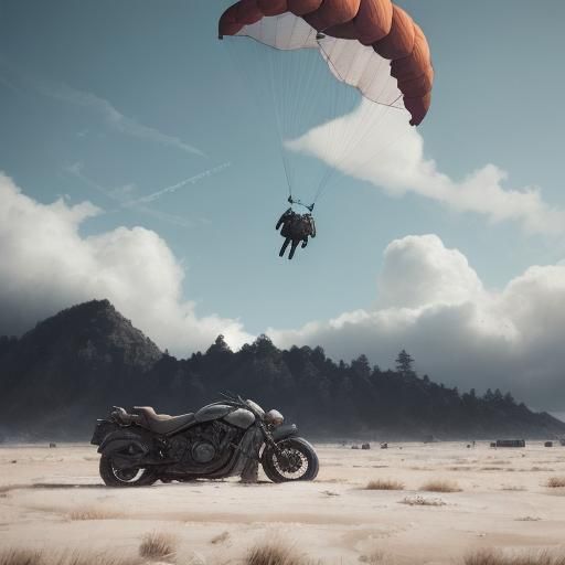 Futuristic Parachute Unfolds in Mid-Air