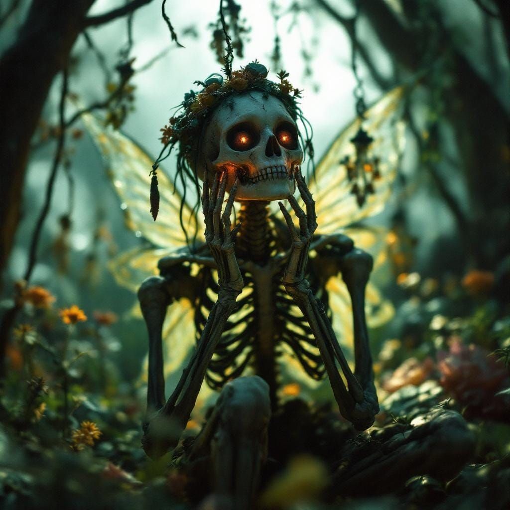 Ethereal Skeletal Fairy in Cinematic Lighting