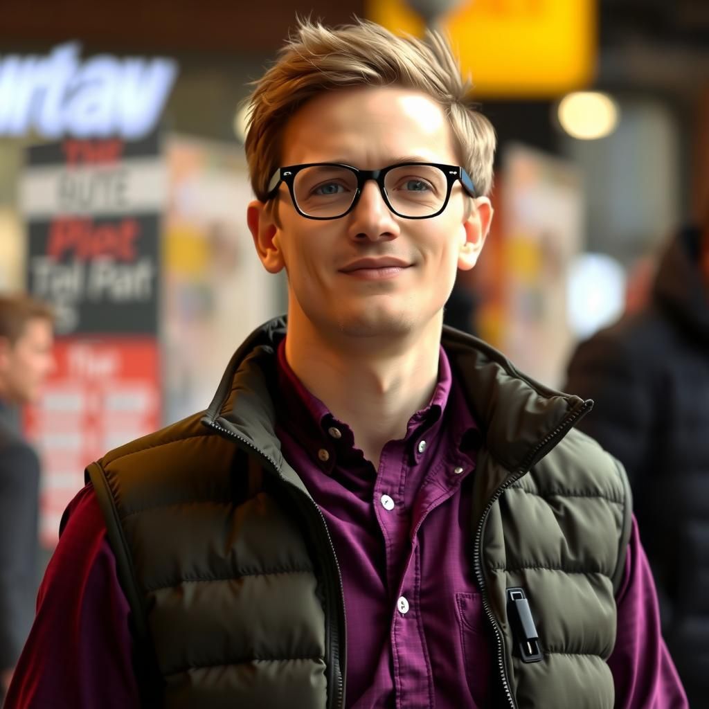 Peter Parker with Spectacles and Purple Shirt