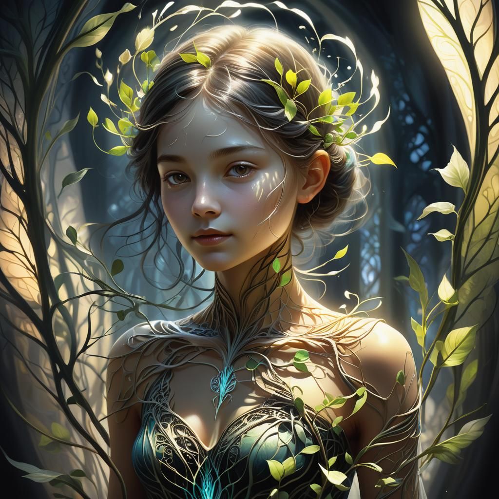 Mystical Seedling in a Symbolic Digital Painting