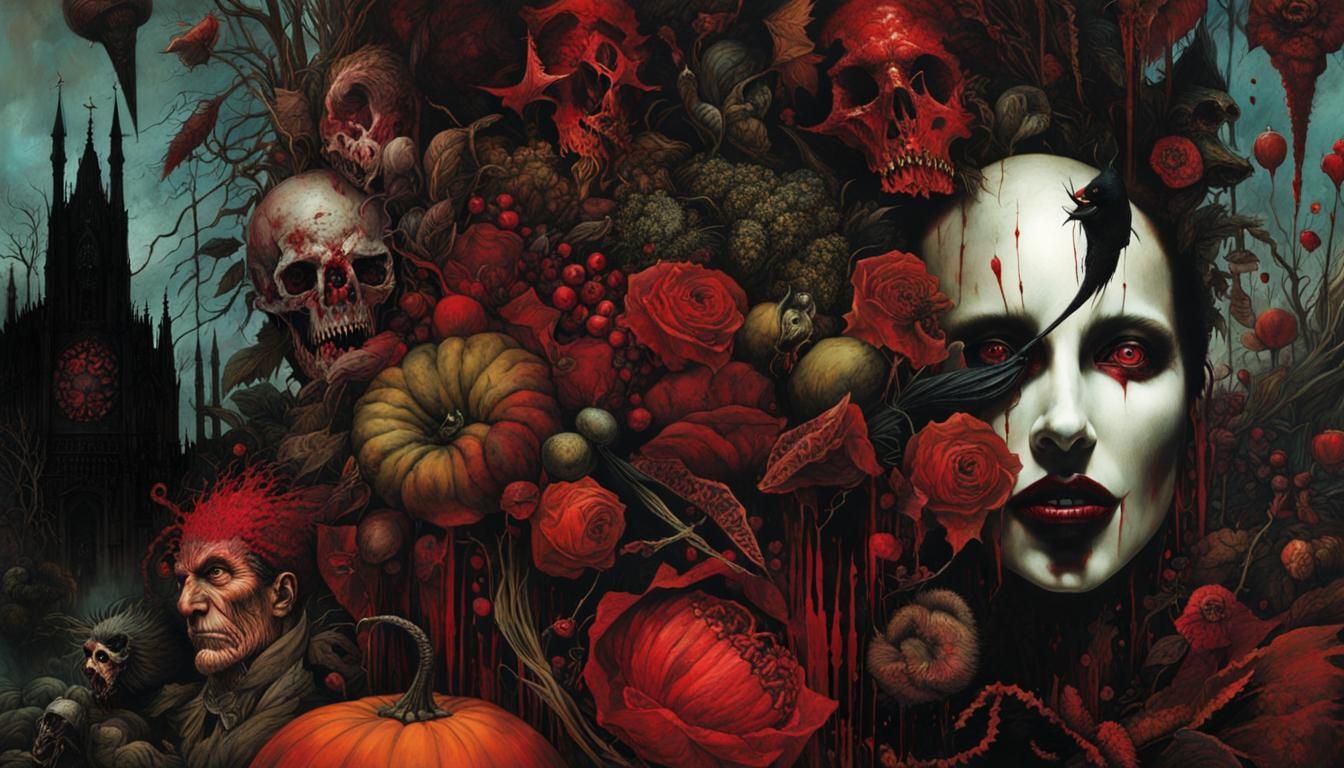 Ominous Harvest Collage in Gothic Style