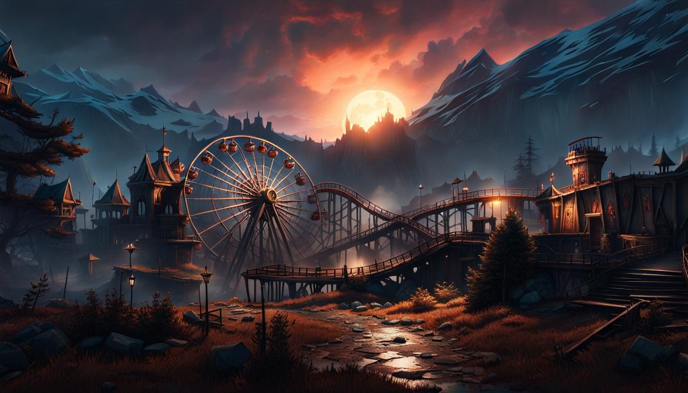 Post-Apocalyptic Theme Park in Zombiecore Style