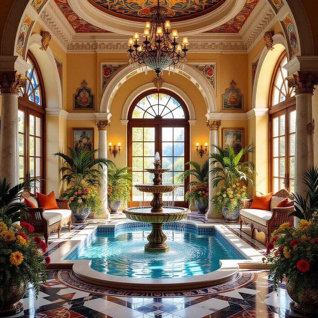 Luxurious Villa Interior in Kaleidoscope Pattern