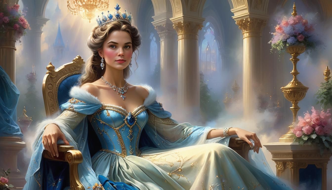 Ethereal Queen Portrait in Royal Palace