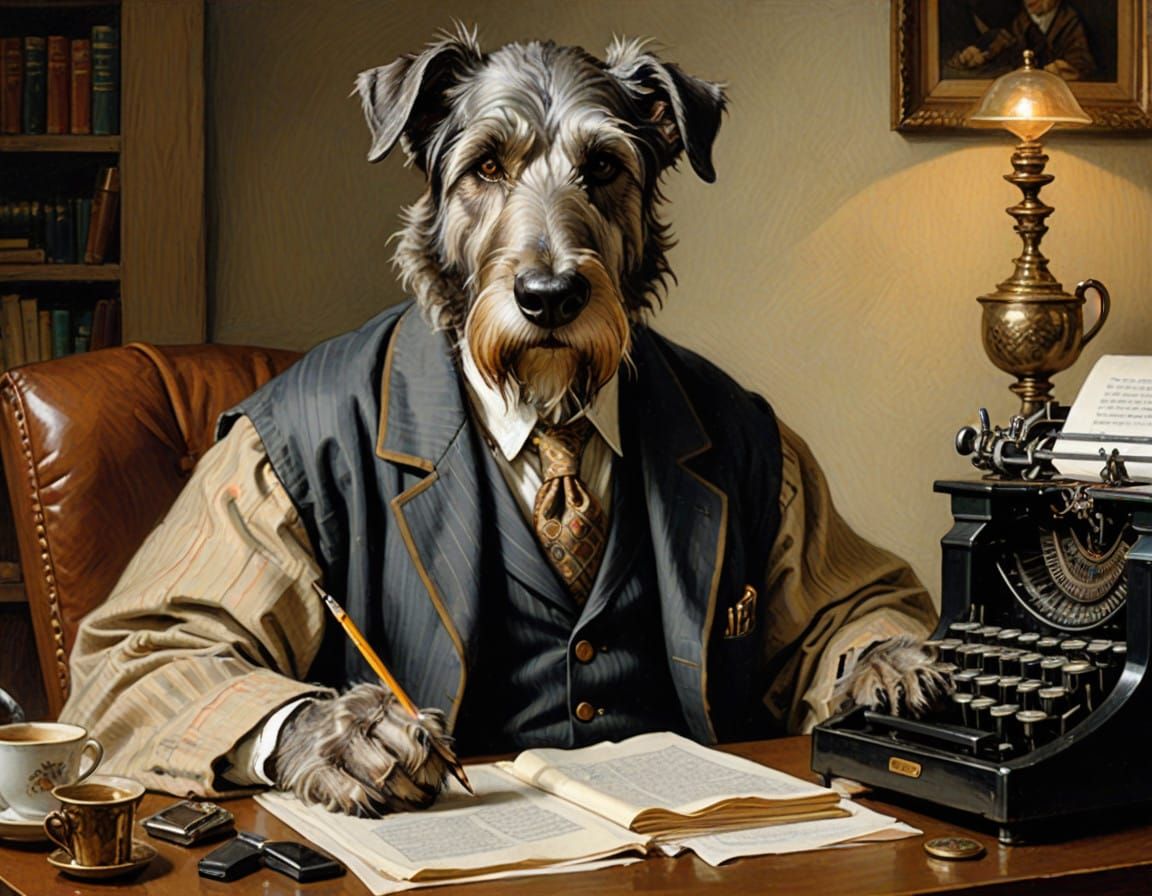 Intelligent Gentleman Artist at Work in a Cozy Study