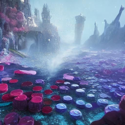 Frozen Heart Bubbles in Detailed Digital Painting