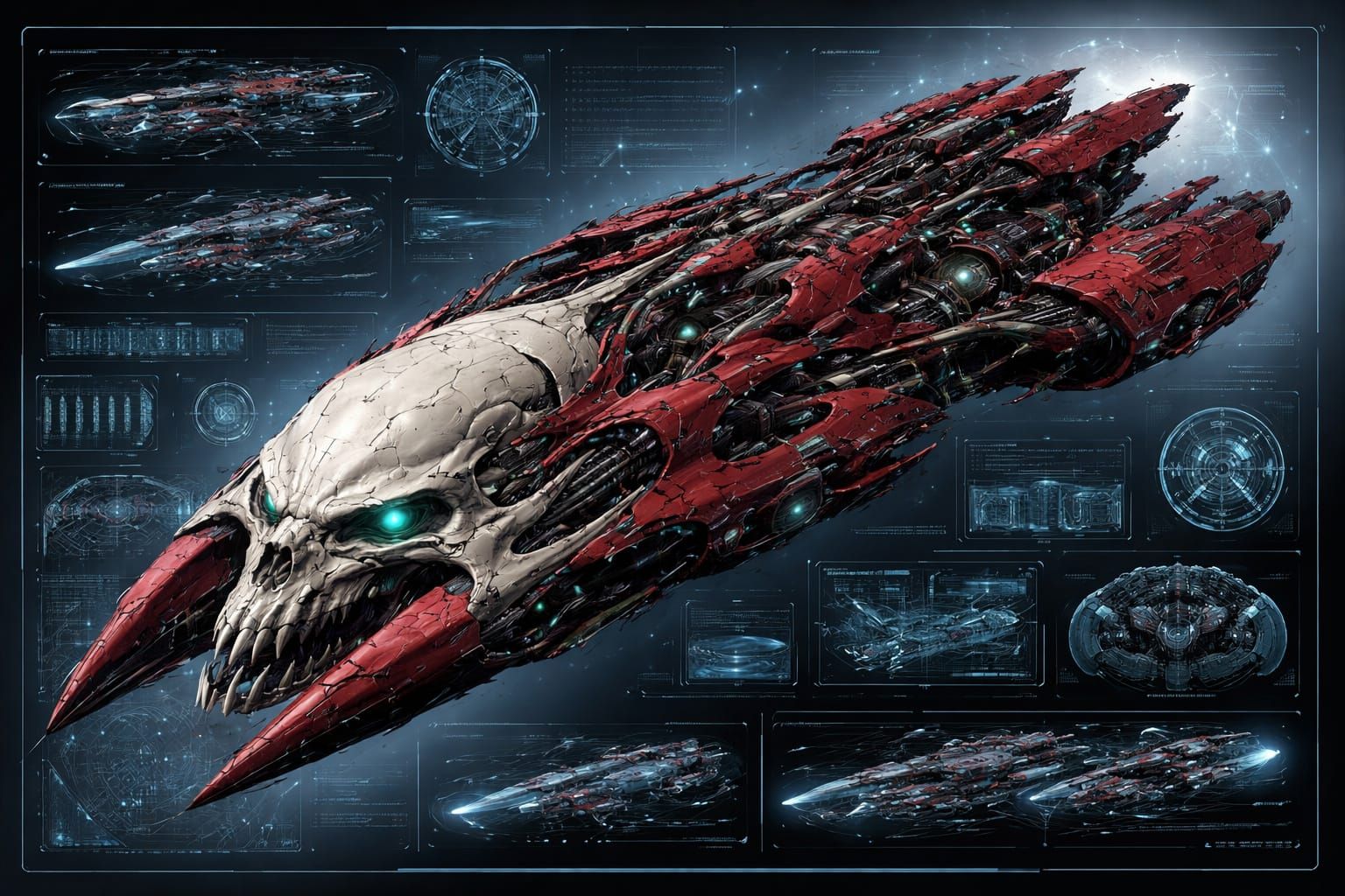 Alien Skull Battle Cruiser Technical Diagram