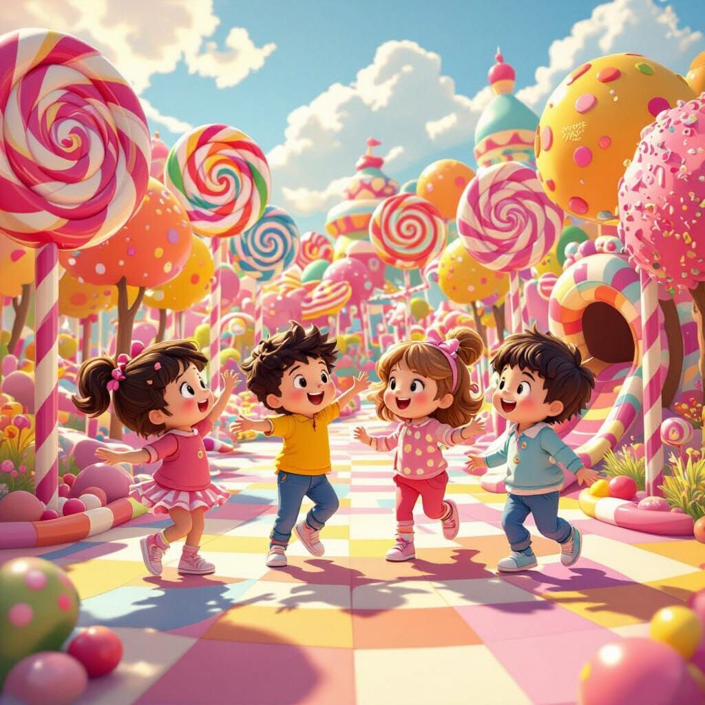 Cartoon Children's Candy Playground Inspired by Candyland