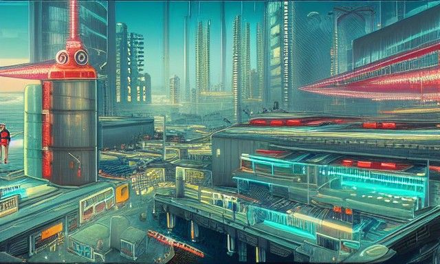 Cyberpunk Seaside City Under Soviet Rule