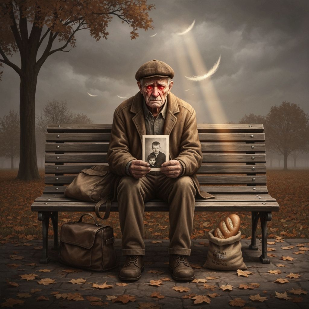 Elderly Man's Sorrow: A Digital Painting of Autumnal Lonelin...
