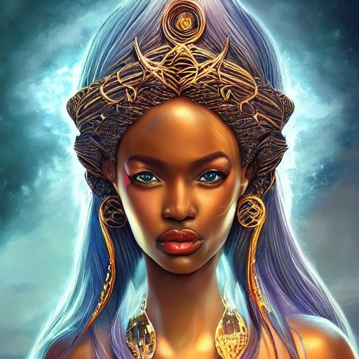 Oya, African Goddess of Storms: Art Nouveau Portrait