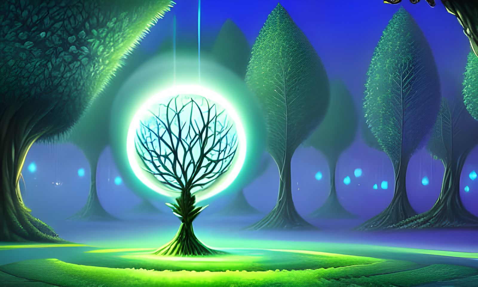 Orb Cage Tree: A Surreal Digital Illustration