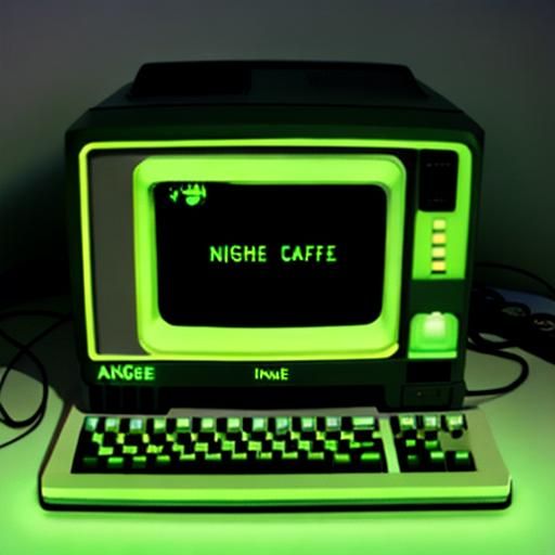 Retro Apple IIe Displaying Night Cafe Text